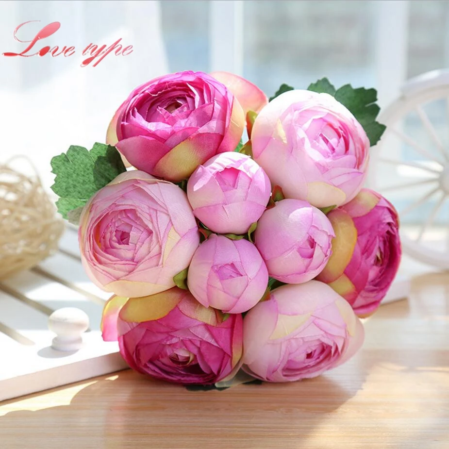9Heads/Branch Artificial DIY Flower Lotus Buds Flower Bouquet