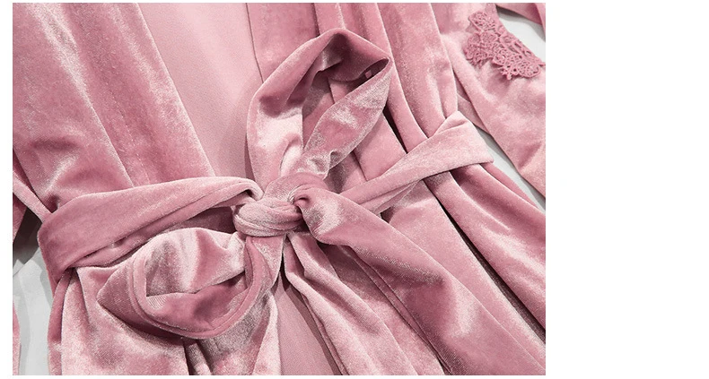 4PCS Nightdress Women Sleepwear Pajama Sets Gold Velvet Pyjama Femme Warm Winter Nightgown Home Night Dress M L XL Nightwear   4