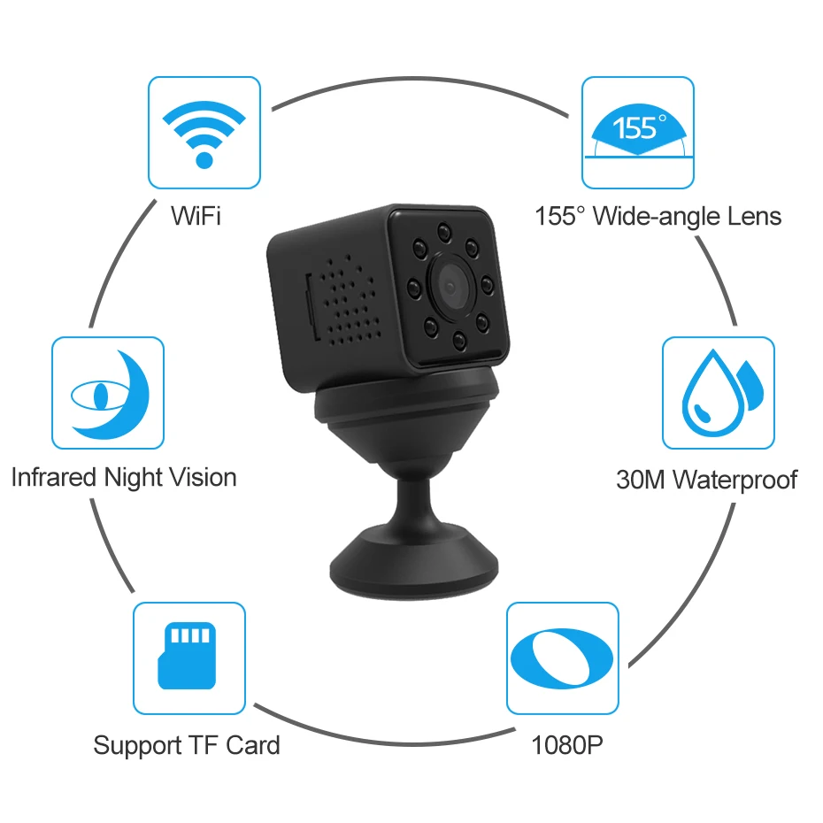 Мини камера SQ23 Full HD Wifi 1080p широкоугольная с ночным видением мини видеокамера