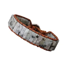 Чакра из натурального Императорского камня браслет из бисера для женщин и мужчин ручная кожаная Веревка Регулируемый ювелирный подарок сувенир