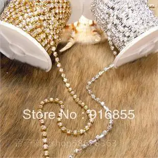 

Wholesale Rhinestone cup chain ss10(2.5mm) Crystal rhinestone,10yards,silver base,Free shipping,garment accessories