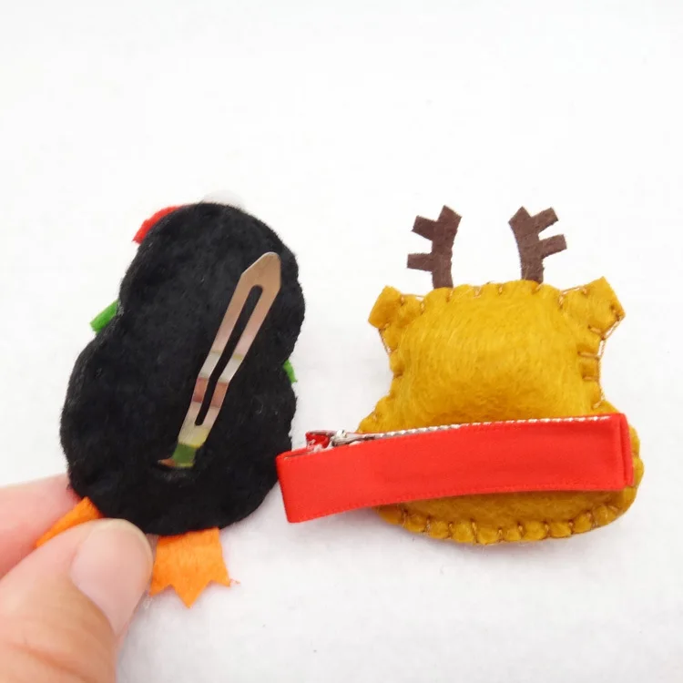 30 шт. модные милые олень Пингвин XMAS заколки для волос одноцветное фетр Мультяшные заколки Рождество вечерние партии головные уборы интимны