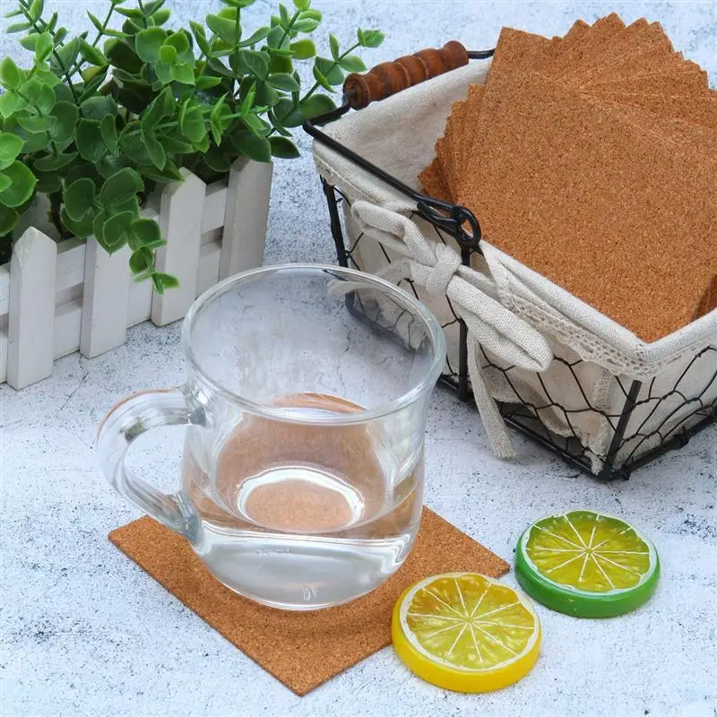 30pcs 60pcs Natural Cork Coaster Heat Resistant Non-slip Cup Mat Coffee Tea Drink Placemat Tableware Kitchen Decoration