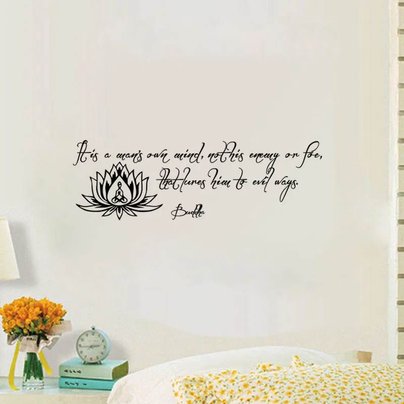 

It Is A Man'S Own Mind Wall Stickers Quote And Sayings Home Decoration Wall Decals Buddha Lotus Stickers