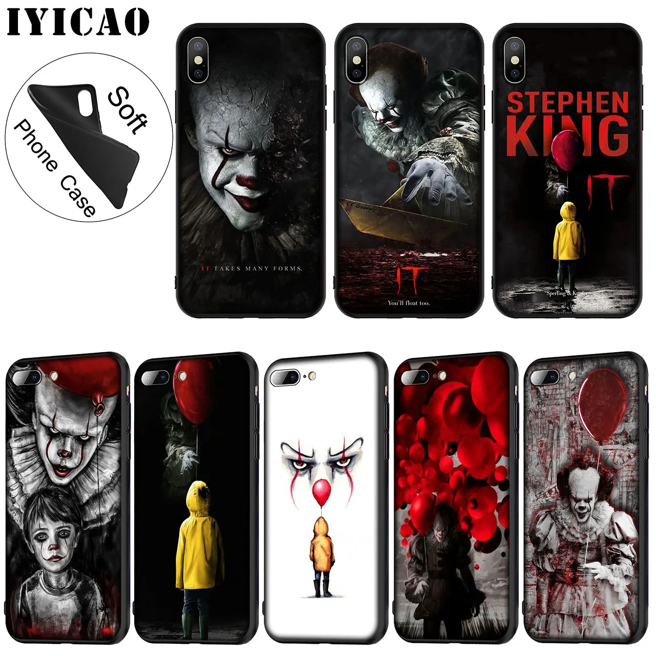 IYICAO Stephen King's King is It Soft Silicone Phone Case for iPhone XR X XS 11 Pro Max 6 6S 7 8 Plus 5 5S SE 10 TPU Black Cover |