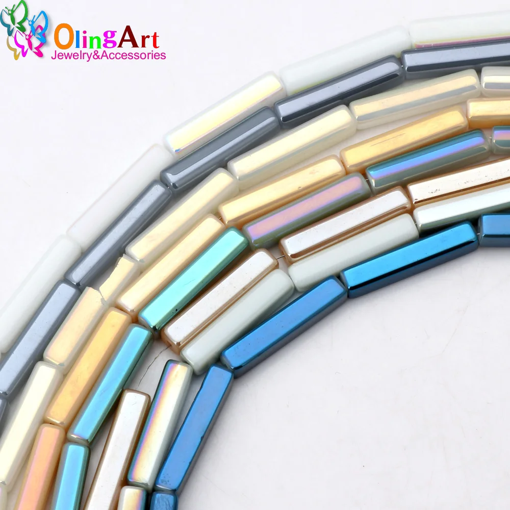 OlingArt 4*20 мм 16 шт./лот стеклянные бусины позолота мечты смешанные прямоугольные