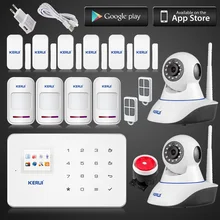 Kerui app ios пульт дистанционного управления Беспроводной GSM SMS ТЕКСТ Сенсорной Клавиатурой Меню цветной экран GSM Сигнализация Комплект с 433 мГц Wi-Fi hd ip камера