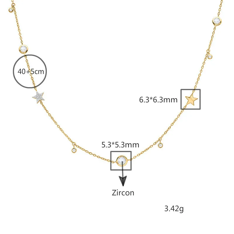 Форзац из бисера, звезда, 18 К, золото, настоящее 925 пробы, серебро, ожерелье для женщин, модное, хорошее ювелирное изделие, кубический цирконий, ожерелье s& Кулоны