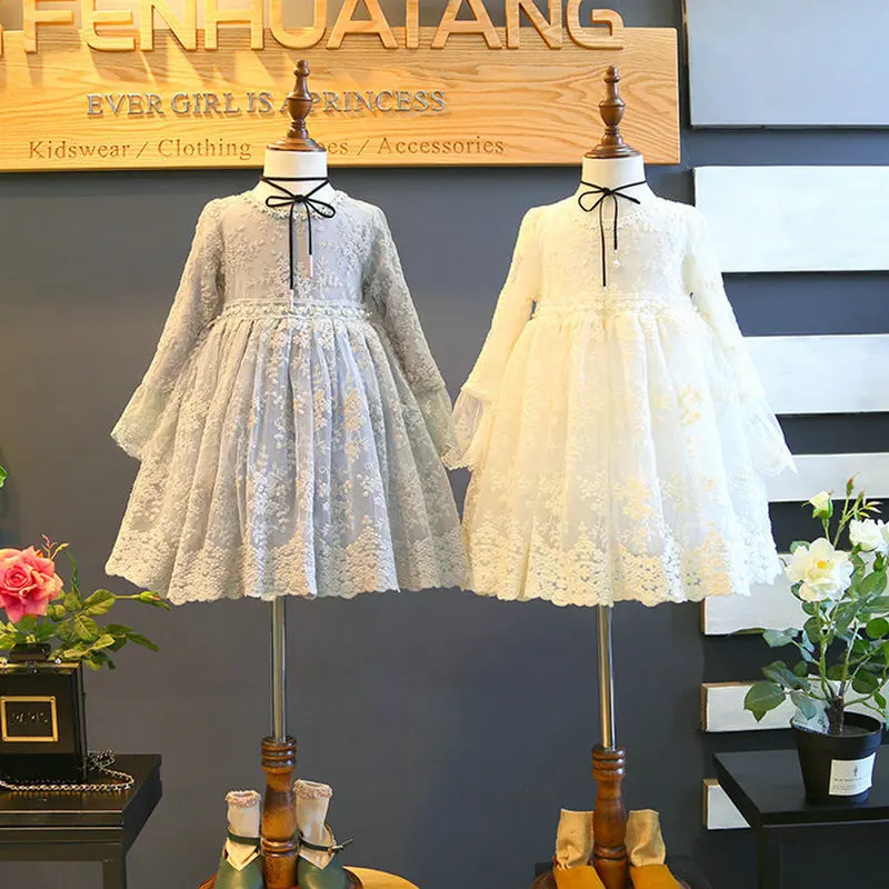 

Spring Autumn Girls Dress Embroidered Mesh Dress princess Girls Clothes Children Clothing European American Style Girls Dresses