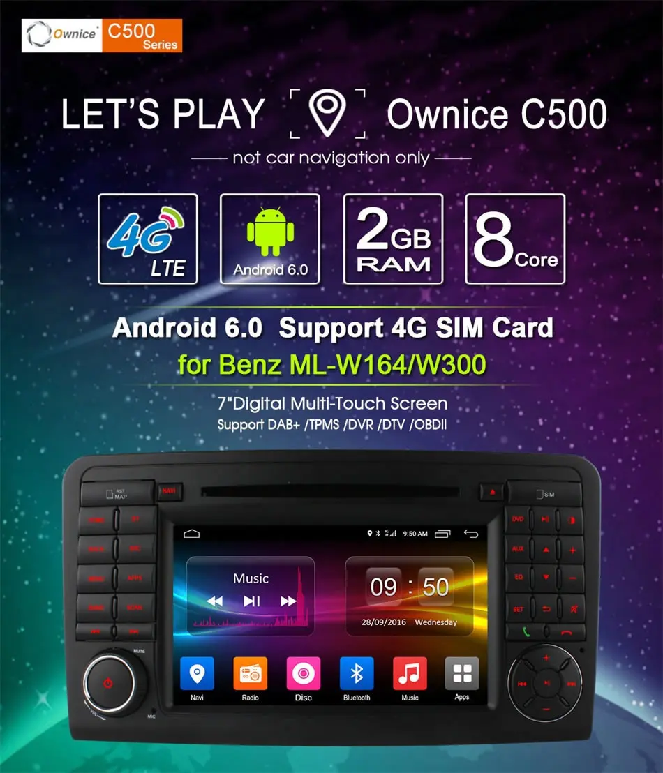 Excellent HD 1024  8 Octa Core 2GB RAM Android 6.0 Car DVD Player For Mercedes Benz ML GL Class W164 X164 Radio GPS Navigation 4G SIM LTE 2