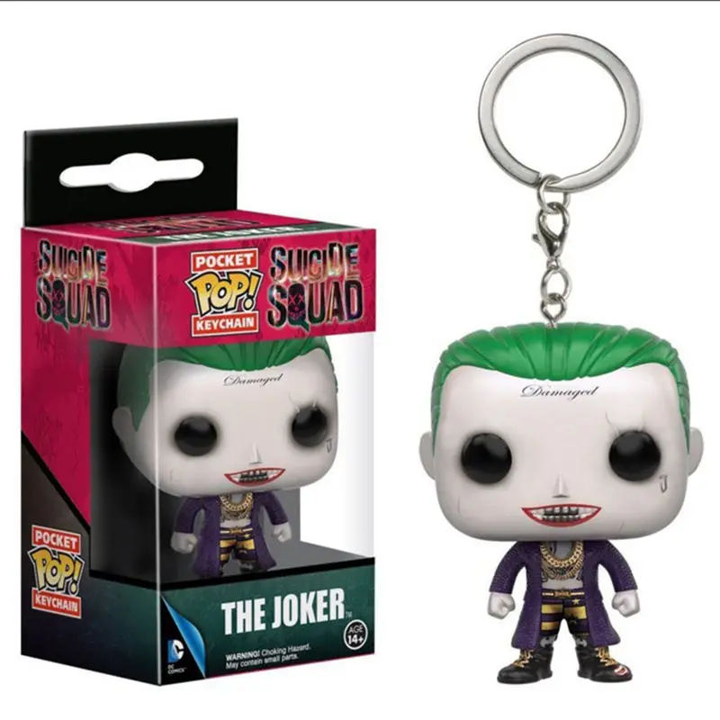 FUNKO POP Suicide Squad Harley Quinn The Joker keychain toy doll pvc action Figure Collection Toys for children with retail box