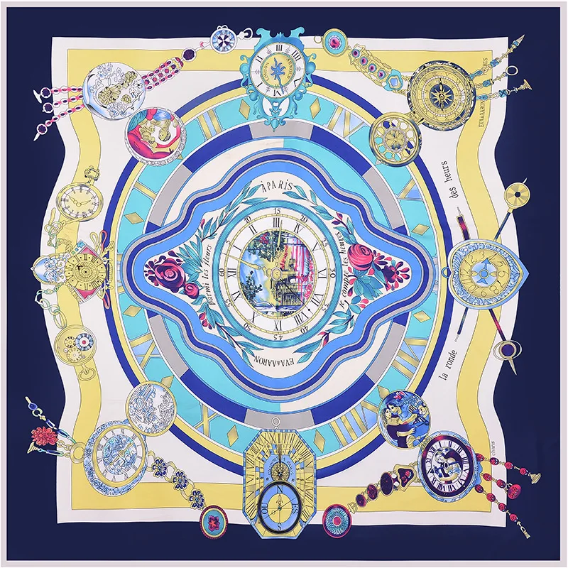 

130*130cm Hot style silk scarf European and American style twill imitation silk scarf printed large square shawl for ladies