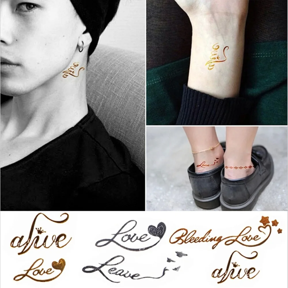 Diy Flash Tattoos 3 pcs New DIY Flash Tattoo Gold Silver Metal