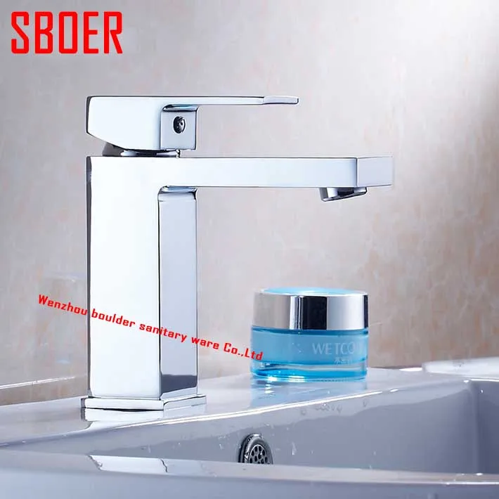 New Modern square shape design Chrome Single Lever Kitchen Bathroom Sink Basin Mixer Tap Faucet