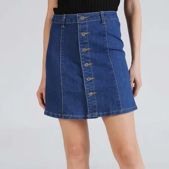 

Autumn Womens Vintage A -Line Jeans Skirt Casual Front Button High Waist Sexy Denim Short Skirt Sweet Female Ladies