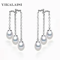 Yikalaisi 2017 новая мода 100% натуральный жемчуг ювелирных Длинные серьги 925 серебро украшения для женщин Свадебные Best подарки