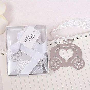 

(10 pieces/lot) Bridal Shower Souvenirs Pumpkin Carriage Bookmark Marriage Baptism Birthday Halloween Party Gifts BK022