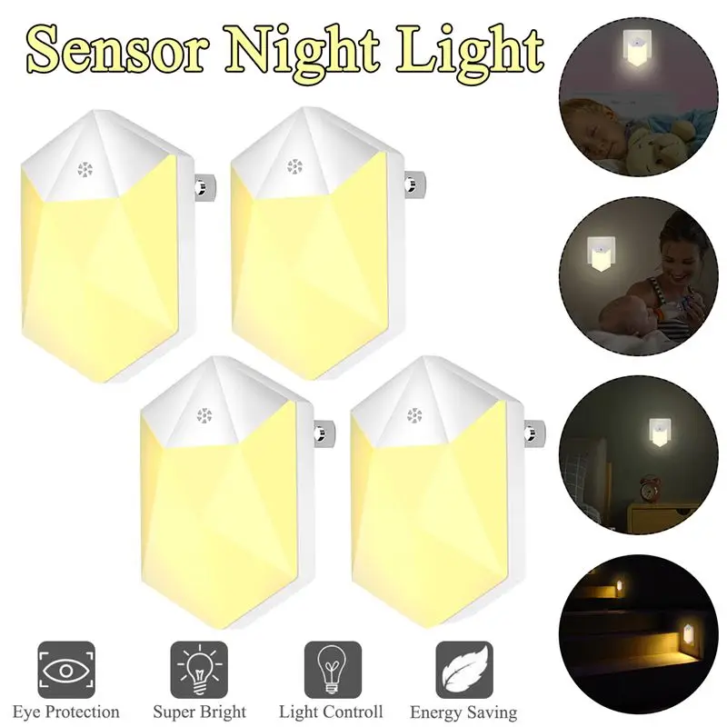 

1/2/4PCS LED Night Light Mini Light Intelligent lamp AC110V-240V EU/US Plug Energy Saving Lamp For Living Room Bedroom Lighting