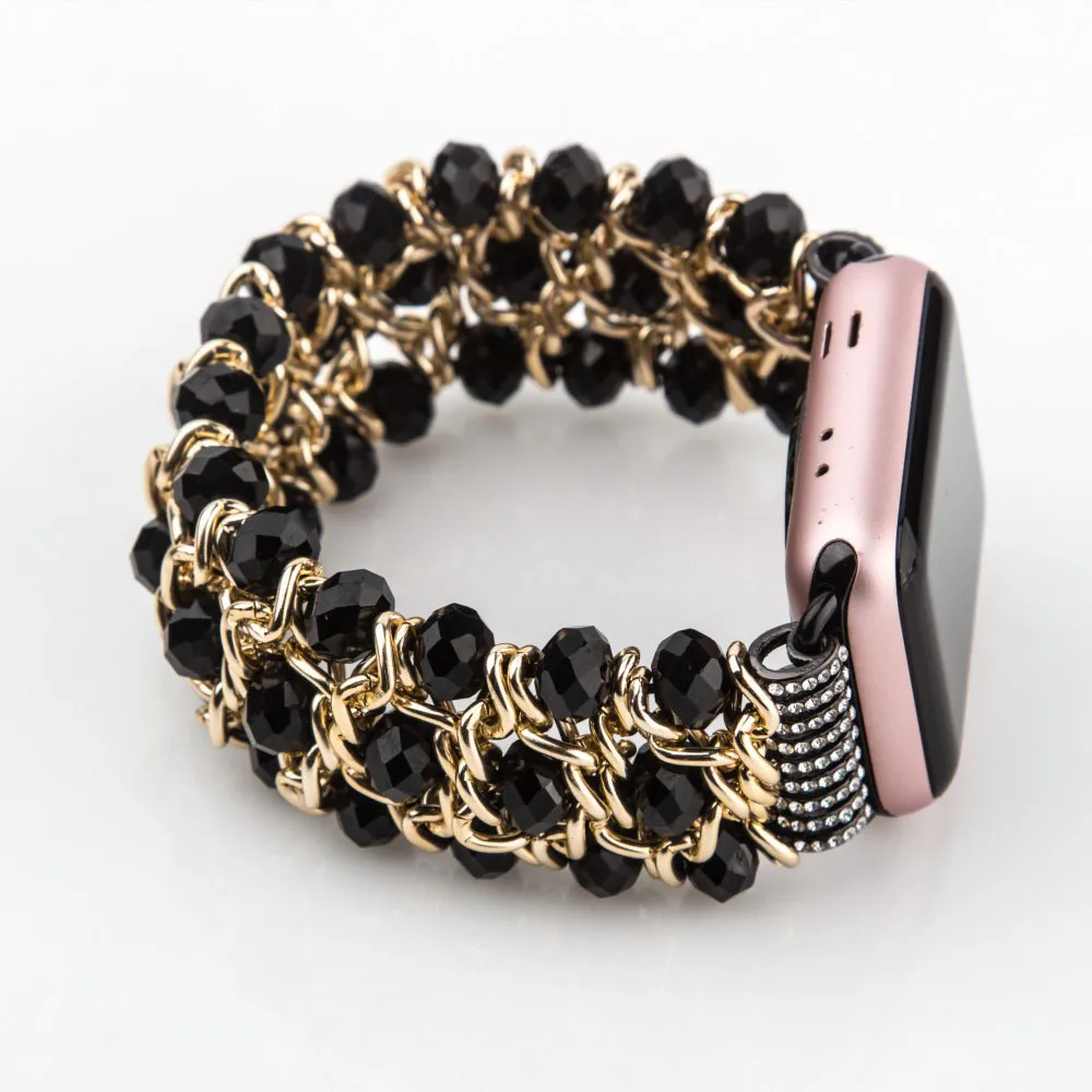 DAHASE Bling Beads бисера браслет для наручных часов Apple Watch 38 мм, 42 мм, ремешок для наручных часов iWatch серии 1/2/3 металлические ювелирные изделия браслет