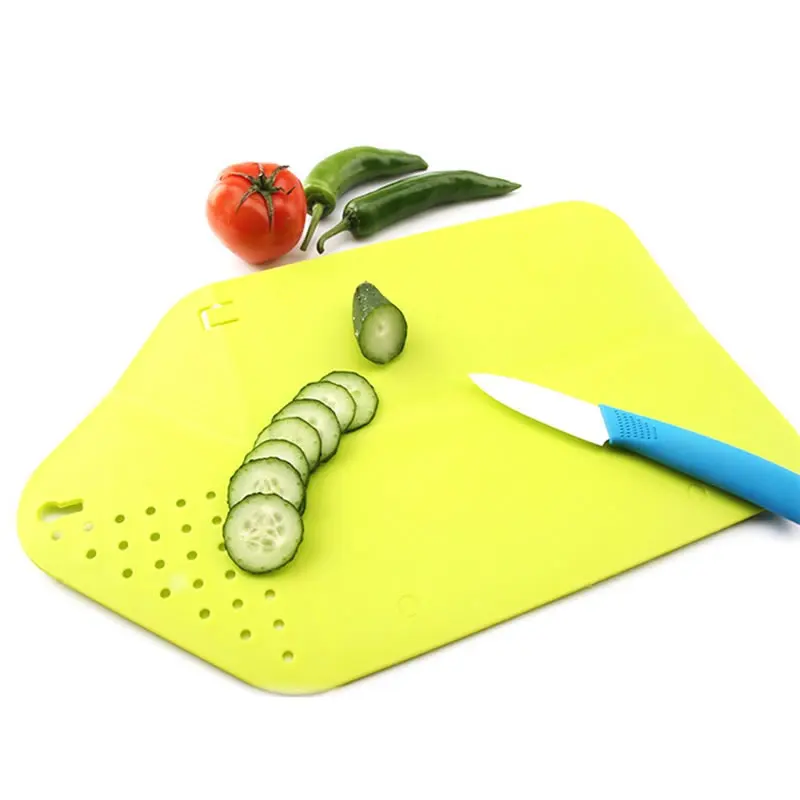 

2in1 Plastic Folding Cutting Board Non-slip Chopping Mat Mesh Strainer Colander Water Sieve Filter Chopping Blocks Kitchen Tools