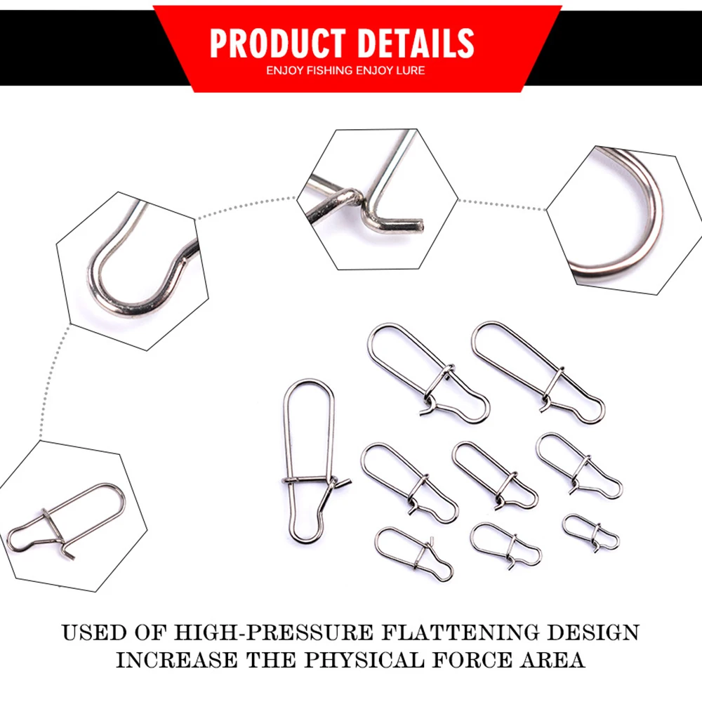 100 шт./лот 1#2#3#4#5#6#7#8# рыболовный Соединитель с застежкой "булавка" подшипник качения поворотный нержавеющая сталь с защелкой снасть для приманки на рыболовецкий крючок