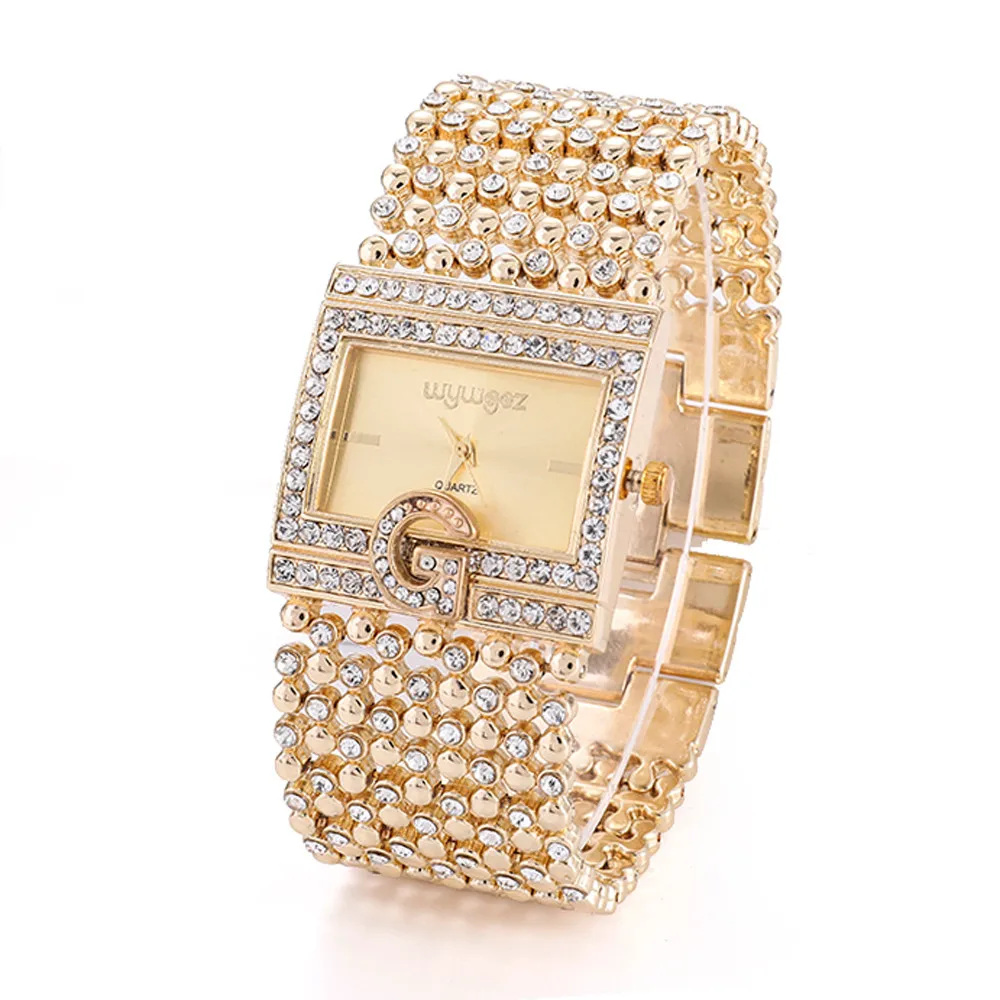 

Fashion Luxury Women Round Full Rhinestone Watches Bracelet Quartz Wrist Watch Casual Relogio Feminino Saat Montre Femme Gift