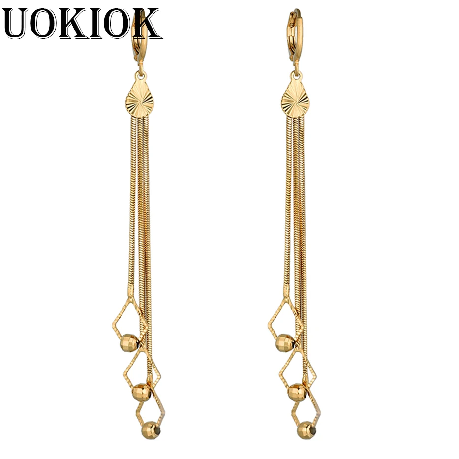 

New Gold Color Long Tassel Dangle Earrings For Women Wedding Drop Earing Brinco Fashiong Jewelry Gift EH921