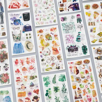 

3 Sheets/pack Journey and Food Vintage Decorative Washi Stickers Scrapbooking Stick Label Diary Stationery Album Stickers