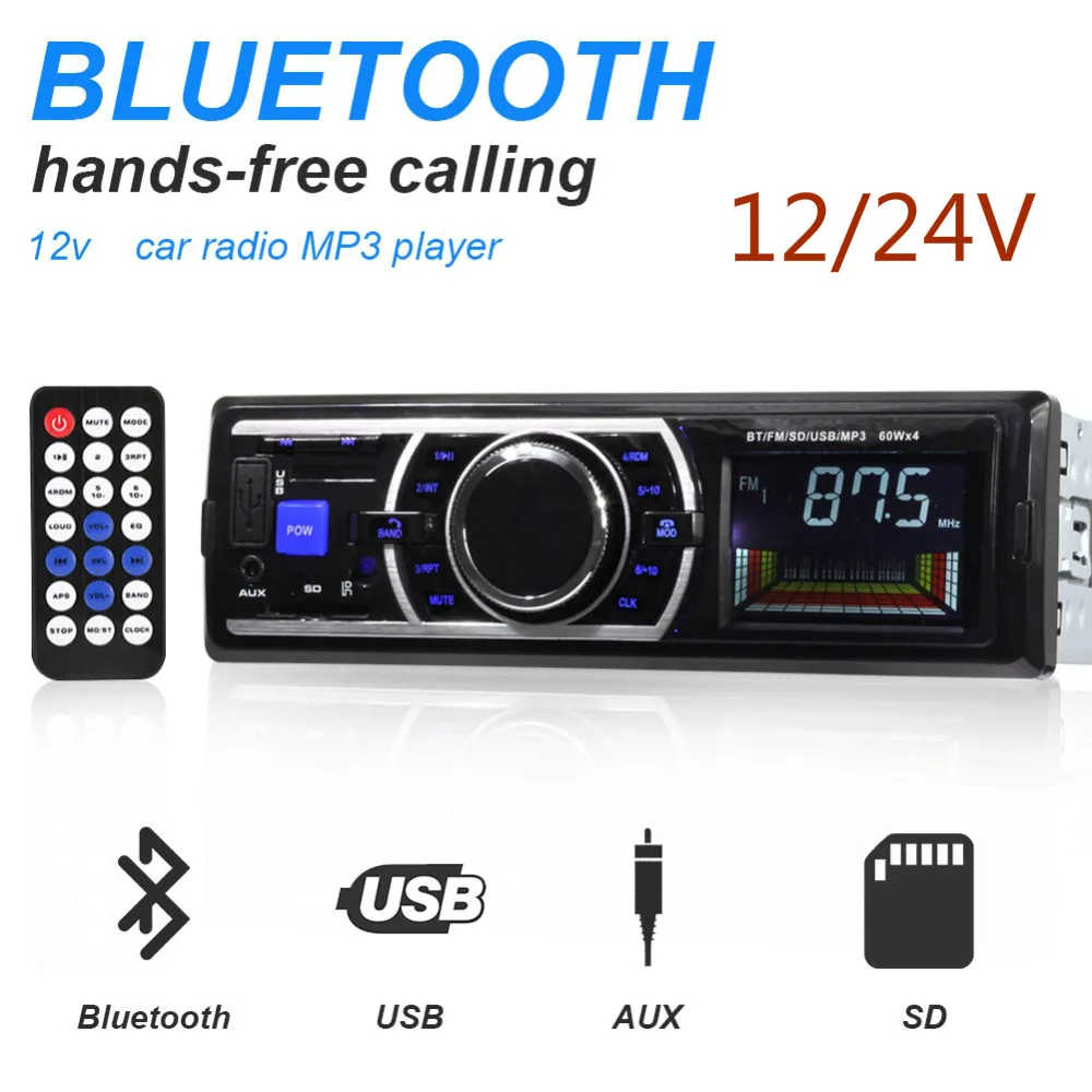 12/24V автомобиль радио Bluetooth 1 din автомобильный стерео плеер телефон AUX-IN MP3 FM/USB/Радио пульт дистанционного управления controlCar MP3 плеер