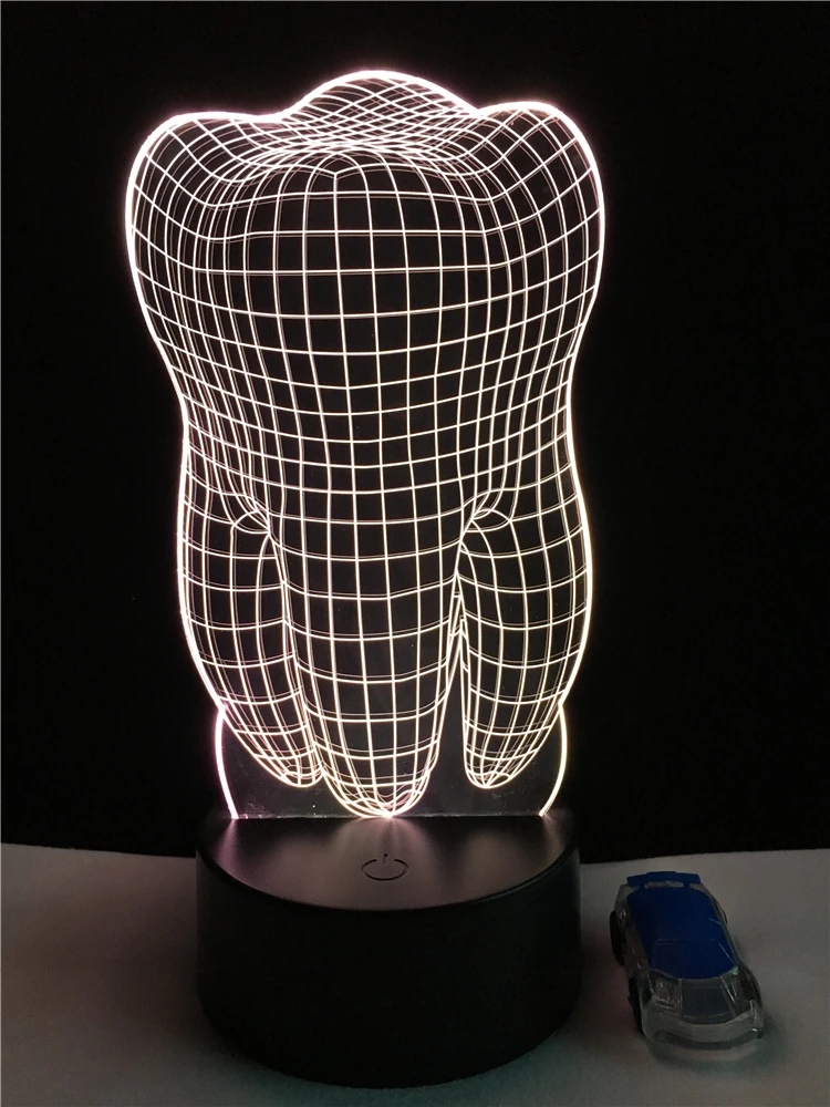 Cute Tooth Shaped  Home Decorative Lighting Cable Bedroom Night Light 3D LED USB Multicolor Hospital Work Table Lamp
