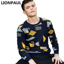 LIONPAUL/мужские пуловеры; сезон весна-осень; Повседневный свитер с геометрическим рисунком; круглый вырез; Горизонтальные листья; Acemiriz; свитера высокого качества