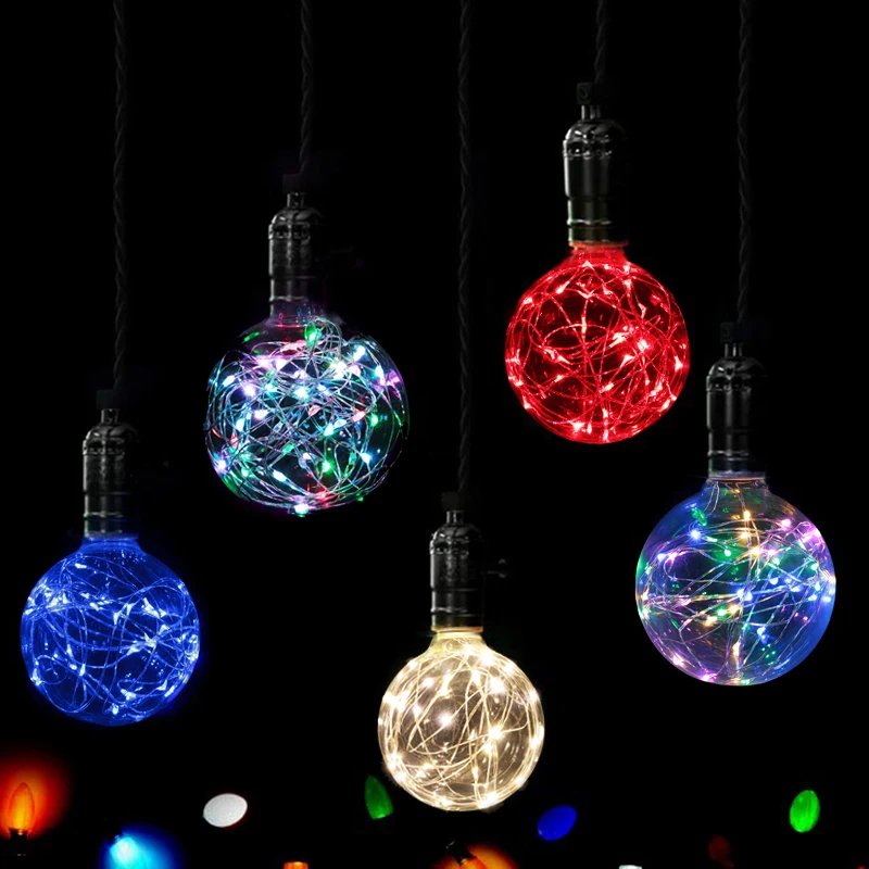 

3W Vintage Retro Bulbs E27 G95 Filament LED Lamp Edison Bulb Fairy RGB String Light for Party Christmas Wedding Lighting Globe