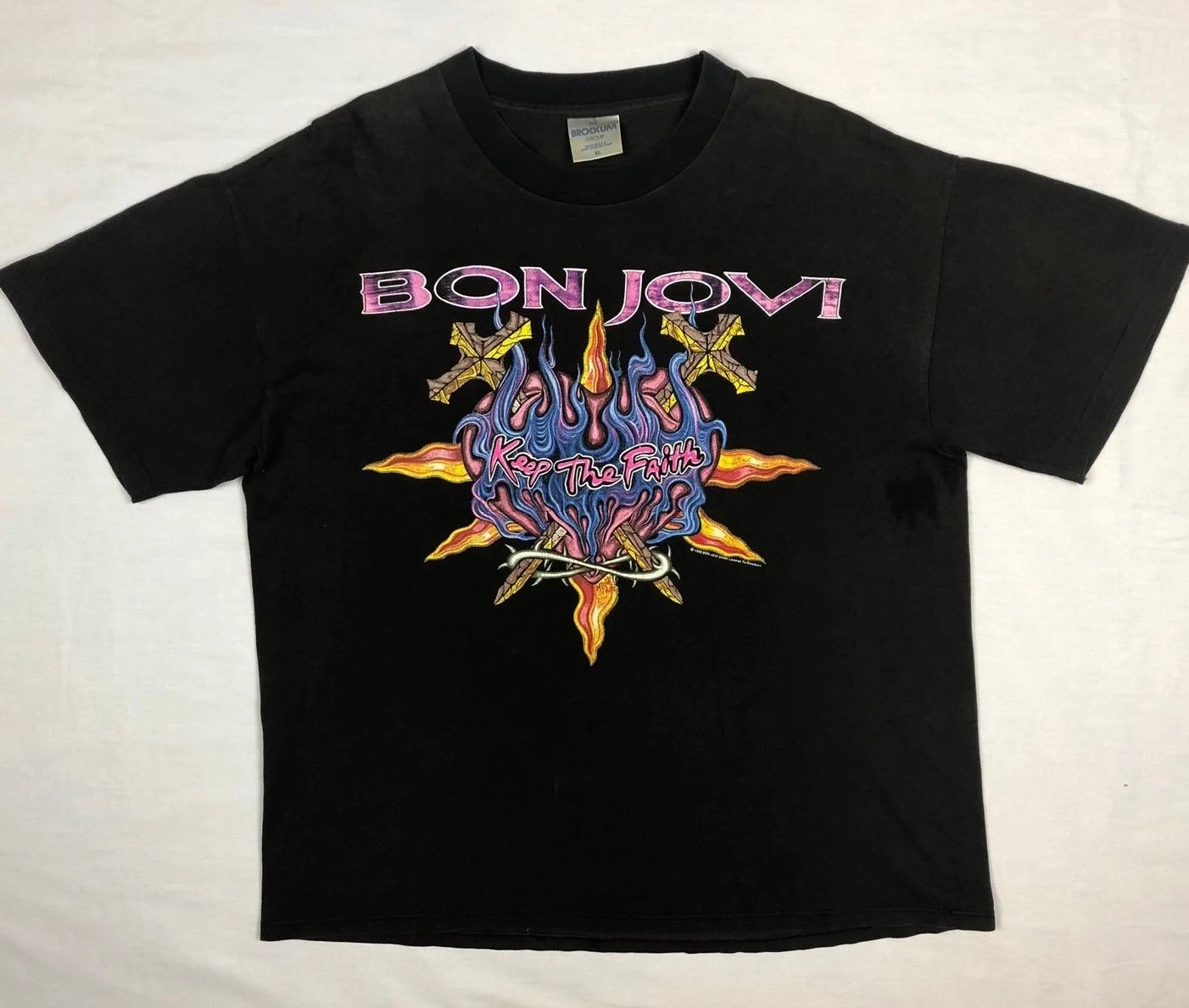 

Vtg 90s Brockum Bon Jovi Keep The Faith Band Tour Mens Black S-3xl T-Shirt Design Style New Fashion Short Sleeve T Shirt