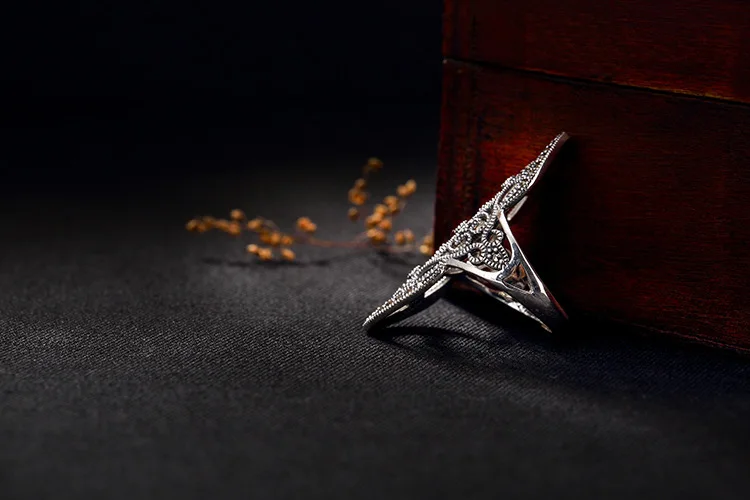 S925 Серебряное винтажное индивидуальное марказитовое кольцо для женщин, высококачественное модное ювелирное изделие, подарок