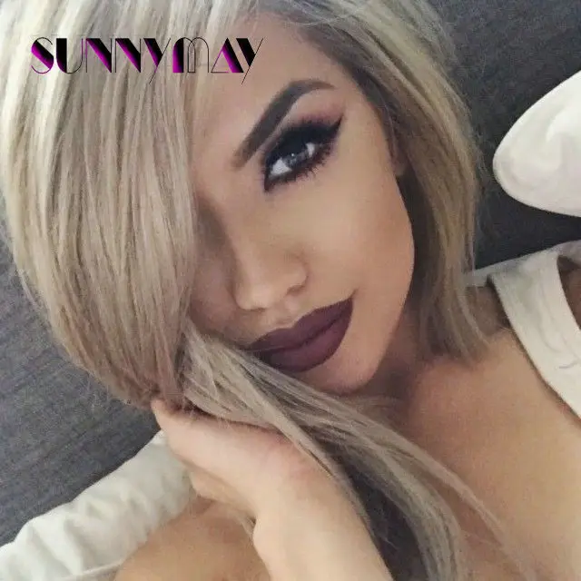 

Sunnymay 7AGrade Silk Straight Hair Brazilian Virgin Lace Wigs #27 Color Bleached Knots Human Hair Full Lace Wigs