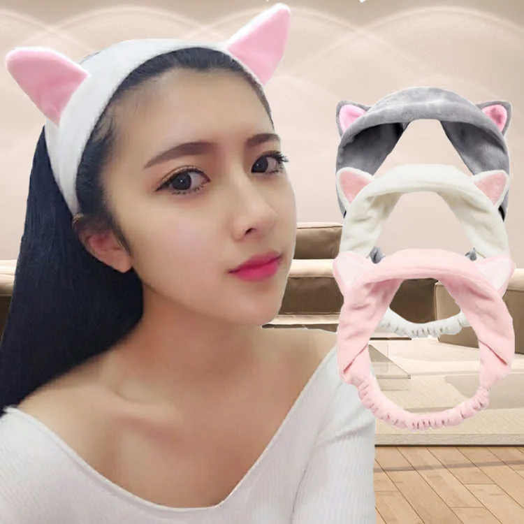 

1PC New Cute Fashion Women Girls Cartoon Cat Ears Soft Cotton Headband Hairband Party Halloween Headdress Hair Accessories