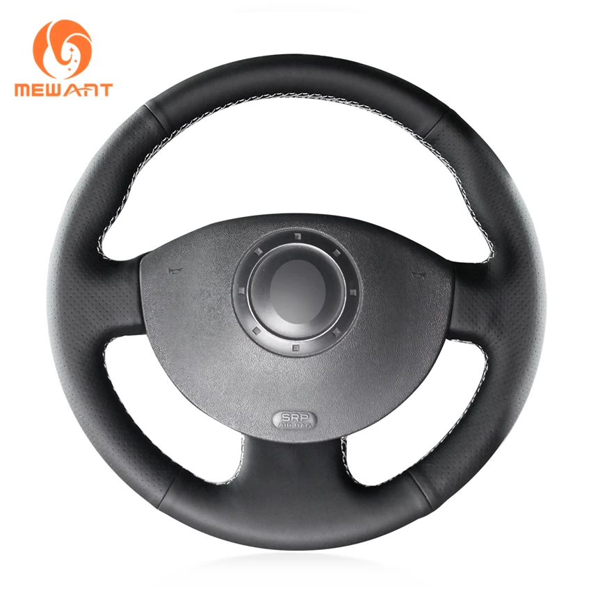 MEWANT Black Artificial Leather Car Steering Wheel Cover for Renault Megane 2 2003-2008 Kangoo 2008-2012 Scenic 2 2003-2009 комплект дефлекторов vinguru накладные скотч для renault scenic ii 2003 2009 минивэн 4 шт