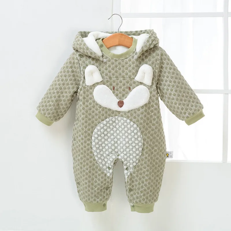 Fashion Autumn Long Sleeve Newborn Baby Jumpsuit For Girls Cartoon Clothes Winter Thick Toddler Boys Hoody Rompers Children Wear