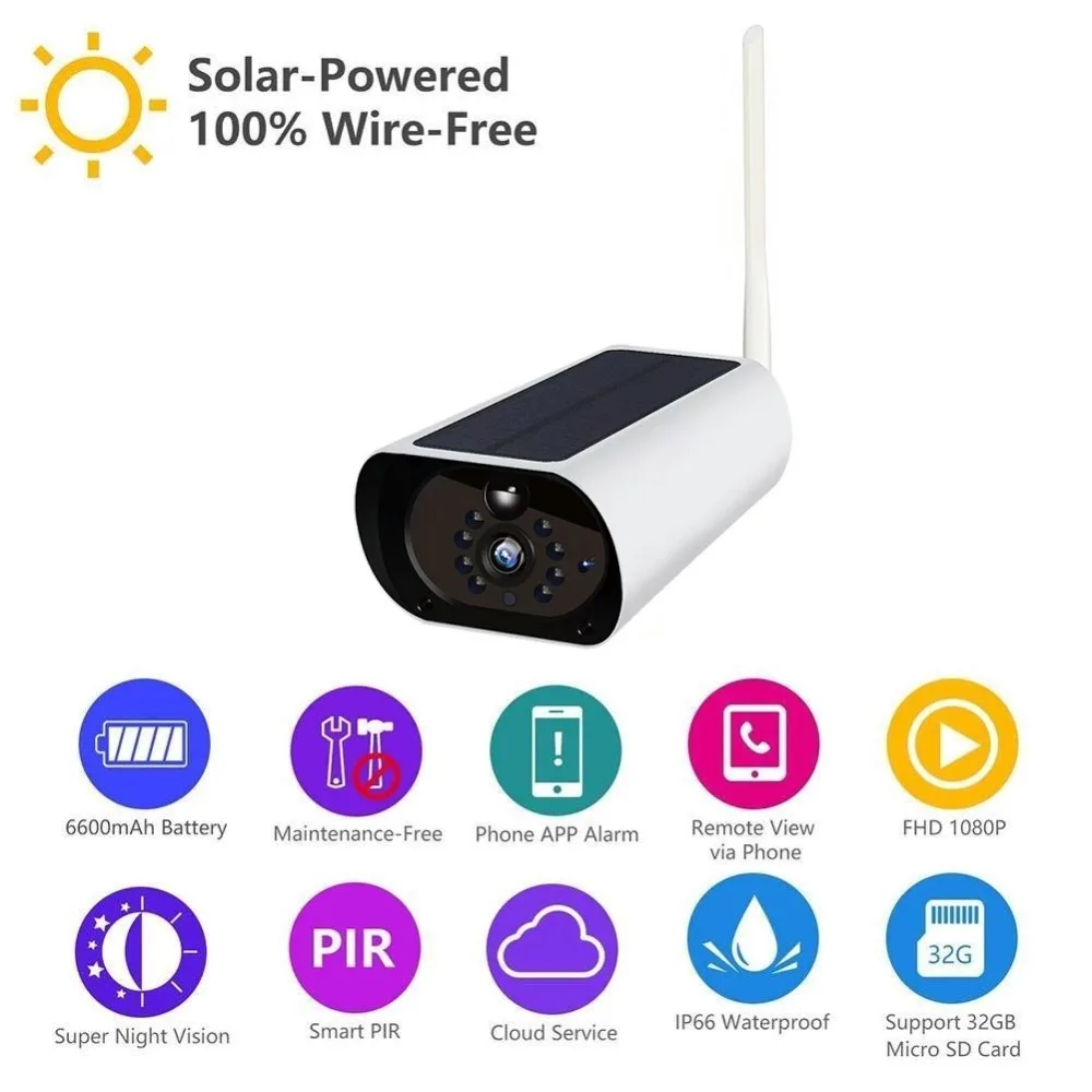 Внешняя камера видеонаблюдения с питанием от солнечной батареи 1080P 4G Wi Fi