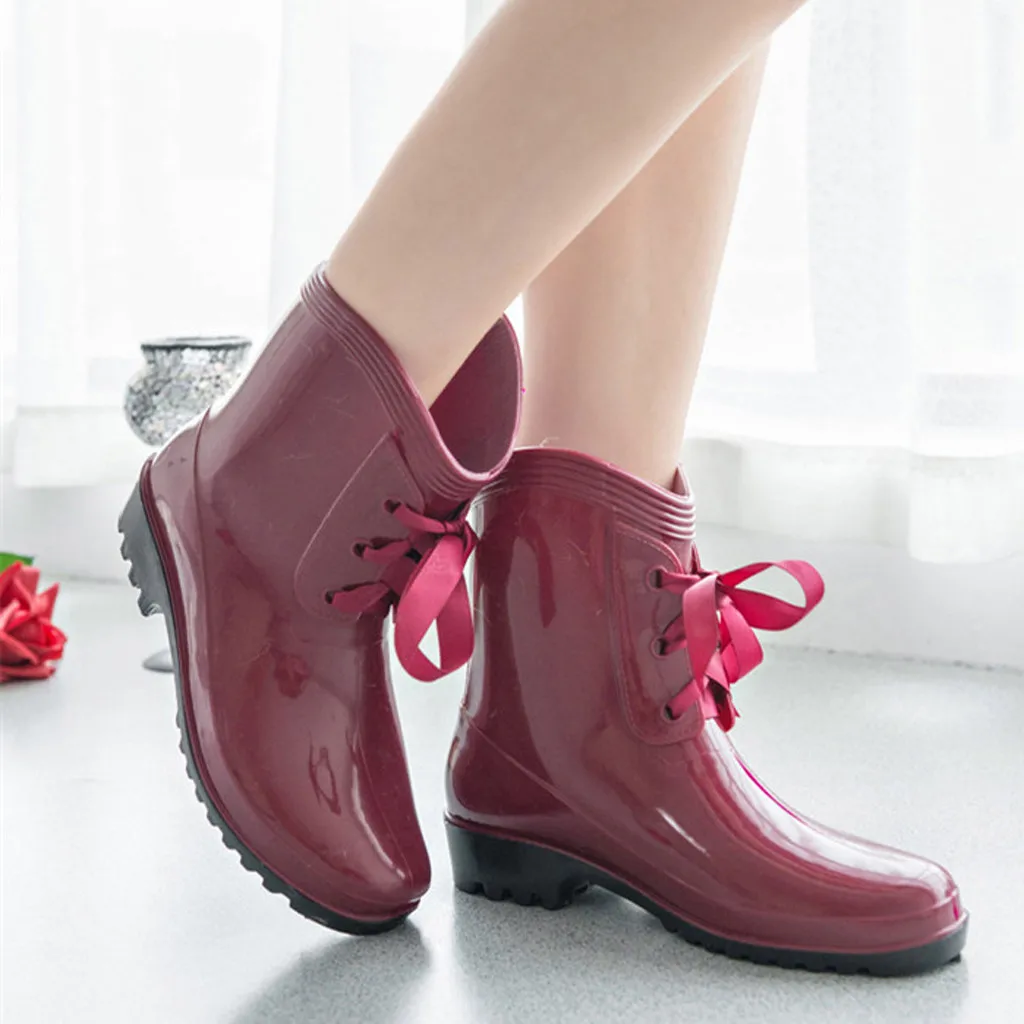 Женская водонепроницаемая обувь на шнуровке модная женские резиновые
