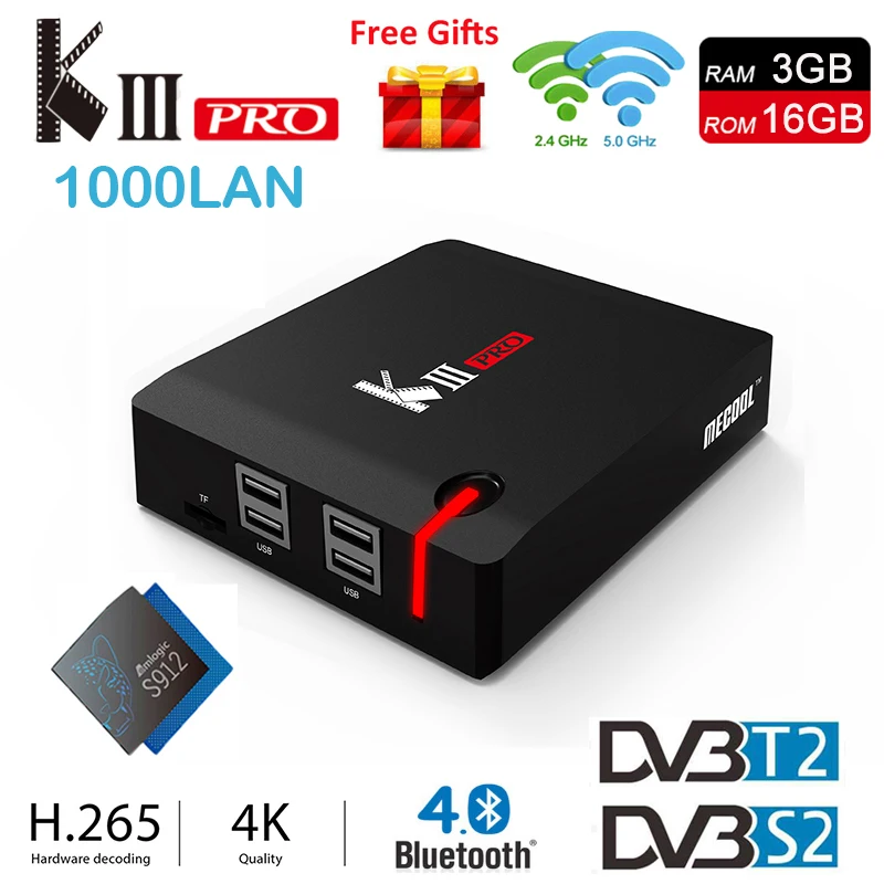 KIII PRO Android макет ТВ Box Amlogic S912 Восьмиядерный 64 бита 4 к HD медиа плеер DVB-T2 DVB-S2 DVB-C 5G WI-FI