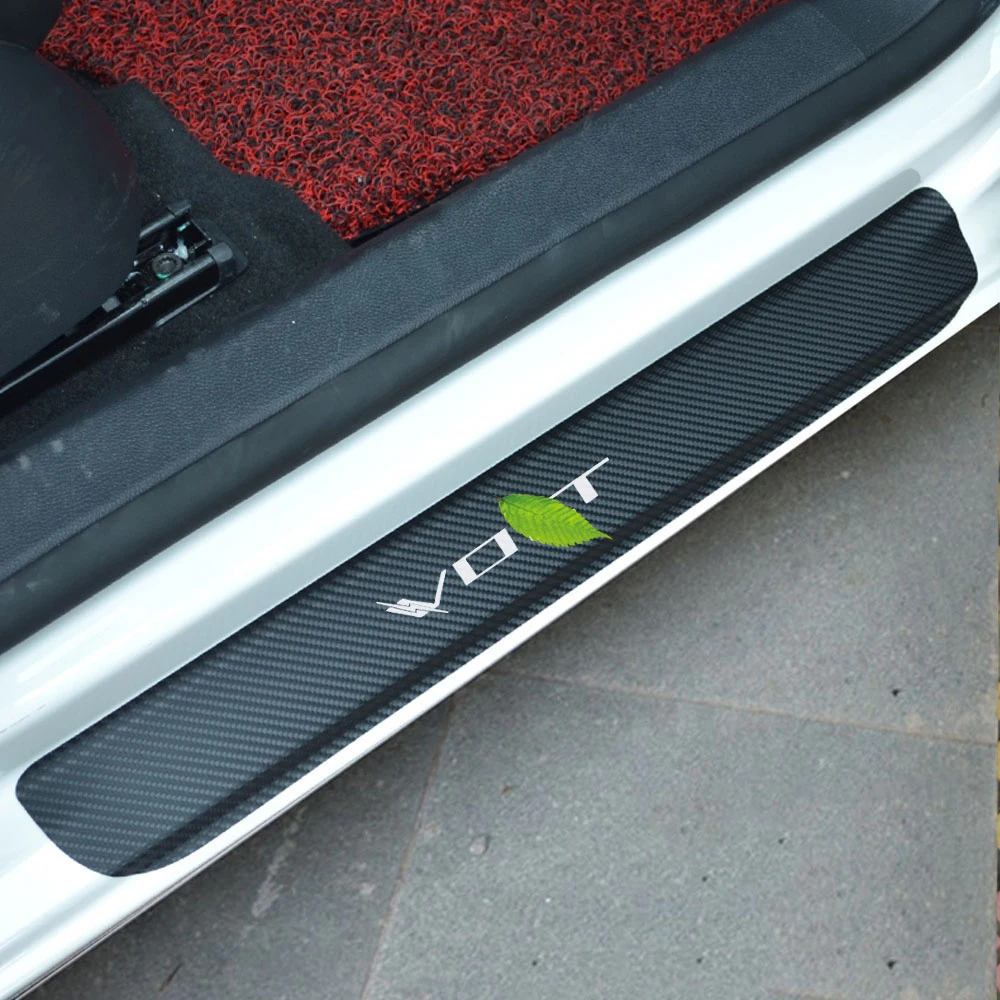 

Fashion 4pcs Car Door Sill Protector Sticker Carbon Fiber Vinyl Sticker Car Door Protector for Chevrolet Volt Car Accessories