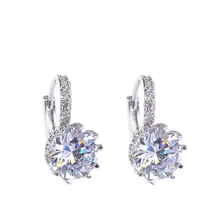 Модные серьги из сплава с серебряным покрытием, 5 цветов, серьги с геометрическим кристаллом, простой ювелирный дизайн, круглые серьги-гвоздики из циркония для женщин