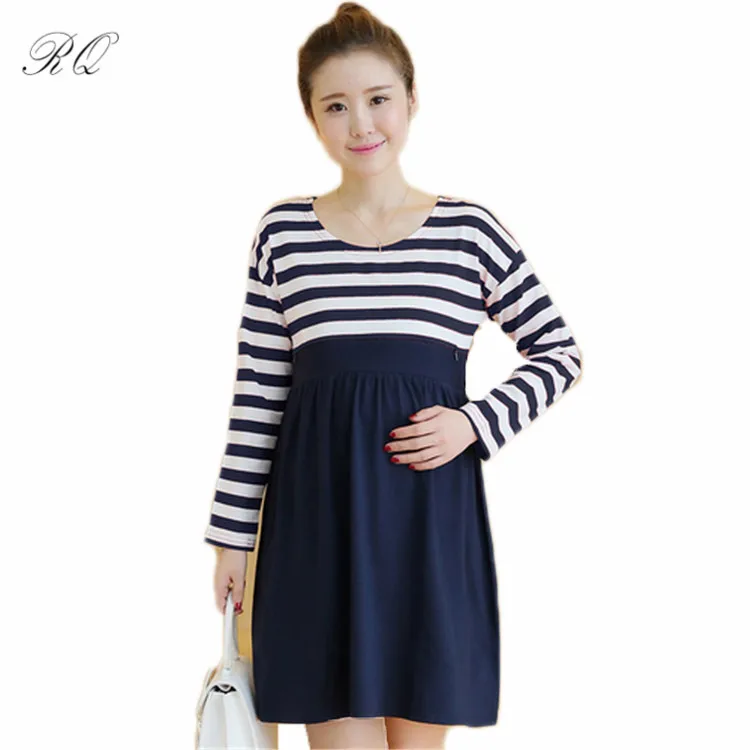 RQ Maternity fashion dress casual cotton maternity clothes plus size