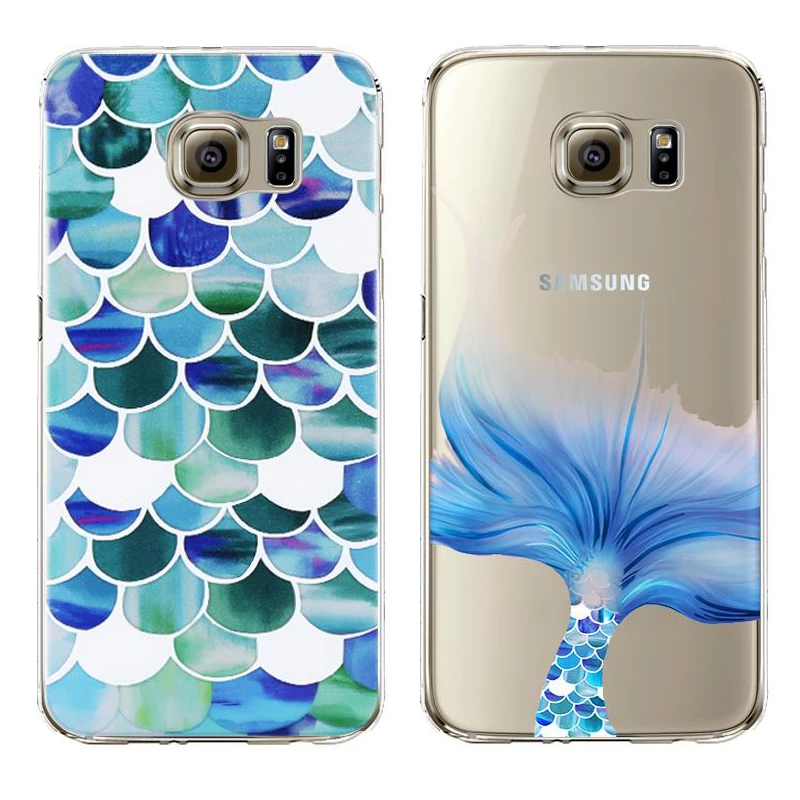 New Mermaid Style Transparent Soft Tpu Case For Samsung Galaxy Note 7 S7 Edge S6 S5 S4 Note 5 Case Silicone Fashion Cover Cases