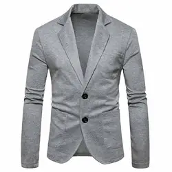 Для мужчин Блейзер 2018 Новое поступление мужской высокое качество Досуг сплошной Цвет пиджаки Для мужчин две пряжки пиджак большой размер