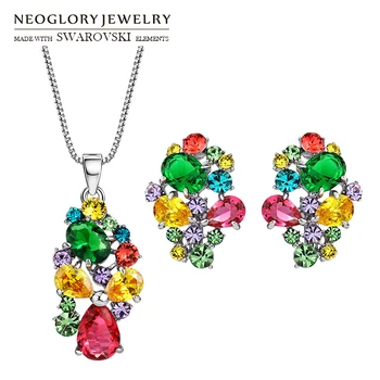 

Neoglory Austria Rhinestone & Zircon Jewelry Set Exquisite Colorful Geometric Design Party Trendy Necklaces & Earrings Sale Gift