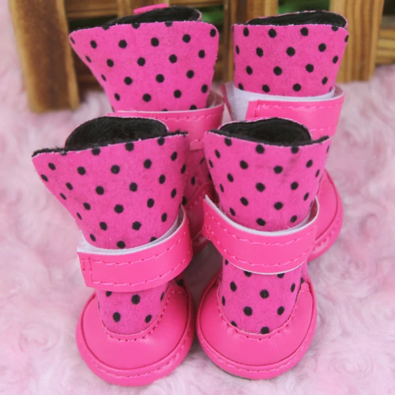 

4 Pcs/Sets Pet Dogs Shoe Autumn Winter PU Anti-slip Warm Shoes Comfortable Breathable Boots for Dogs