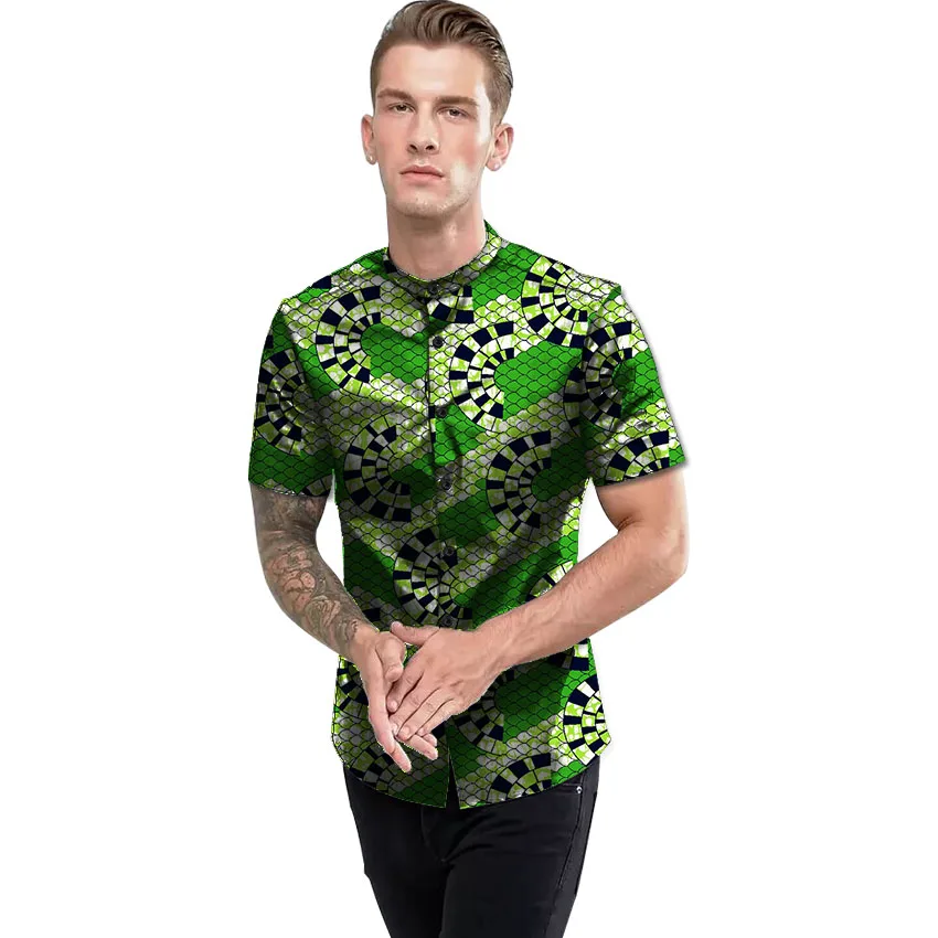 Africa Style Men's African Dress Shirts Africa Festive Pattern Short