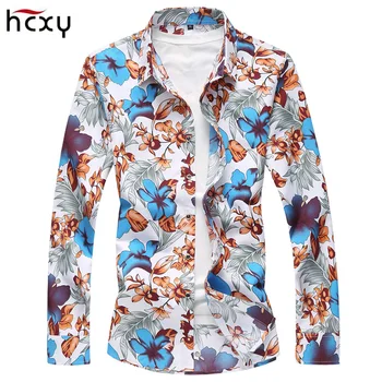 

Men's Spring and autumn Floral Print Long Shirts Sleeve Mens Casual Shirt Slim Men Flower Printing Dress Shirts male camis